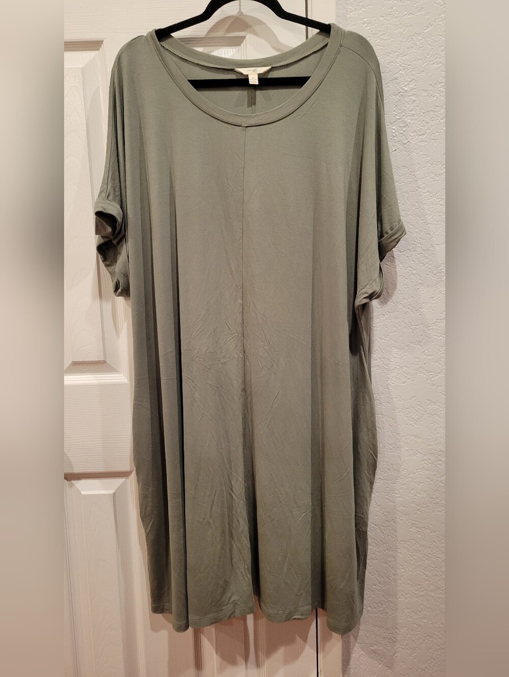 Relaxed Short-Sleeve Tee Dress - Sage Green